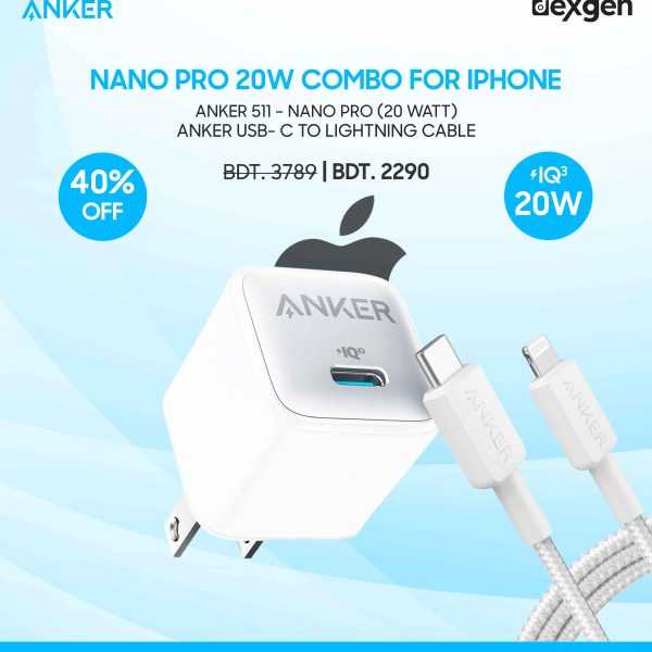 Anker Nano Pro 20w Combo For iPhone Braided