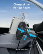 Anker MagGo Wireless Car Charger (Pad, Built-In USB-C Cable) - Image 4