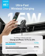 Anker MagGo Wireless Car Charger (Pad, Built-In USB-C Cable) - Image 3