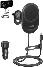 Anker MagGo Wireless Car Charger (Pad, Built-In USB-C Cable)