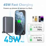 QCY 45W Portable Power Bank – 20000mAh Fast Charging with Built-in USB-C Cable & Smart Display - Image 2