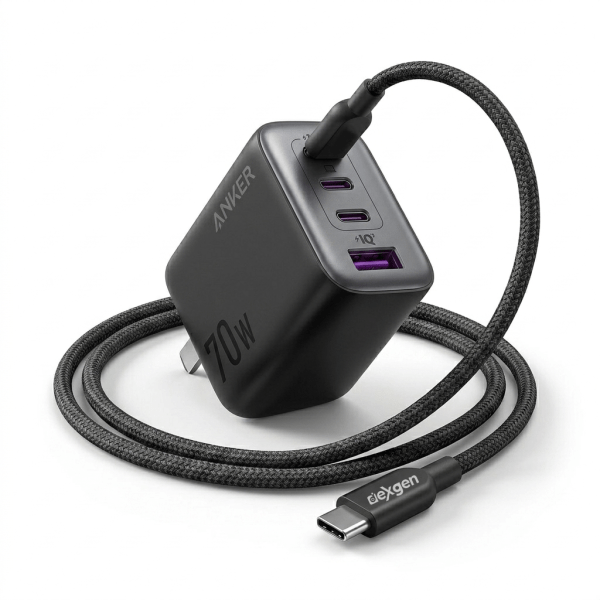 Anker Zolo 70W 4-Port GaN Fast Charger with DexGen NEO Type-C to Type-C Cable Combo