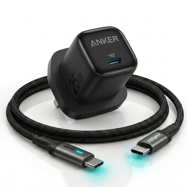 Anker 25W Compact PD & PPS Fast Charger with DexGen Prime USB-C to USB-C Data Cable Combo